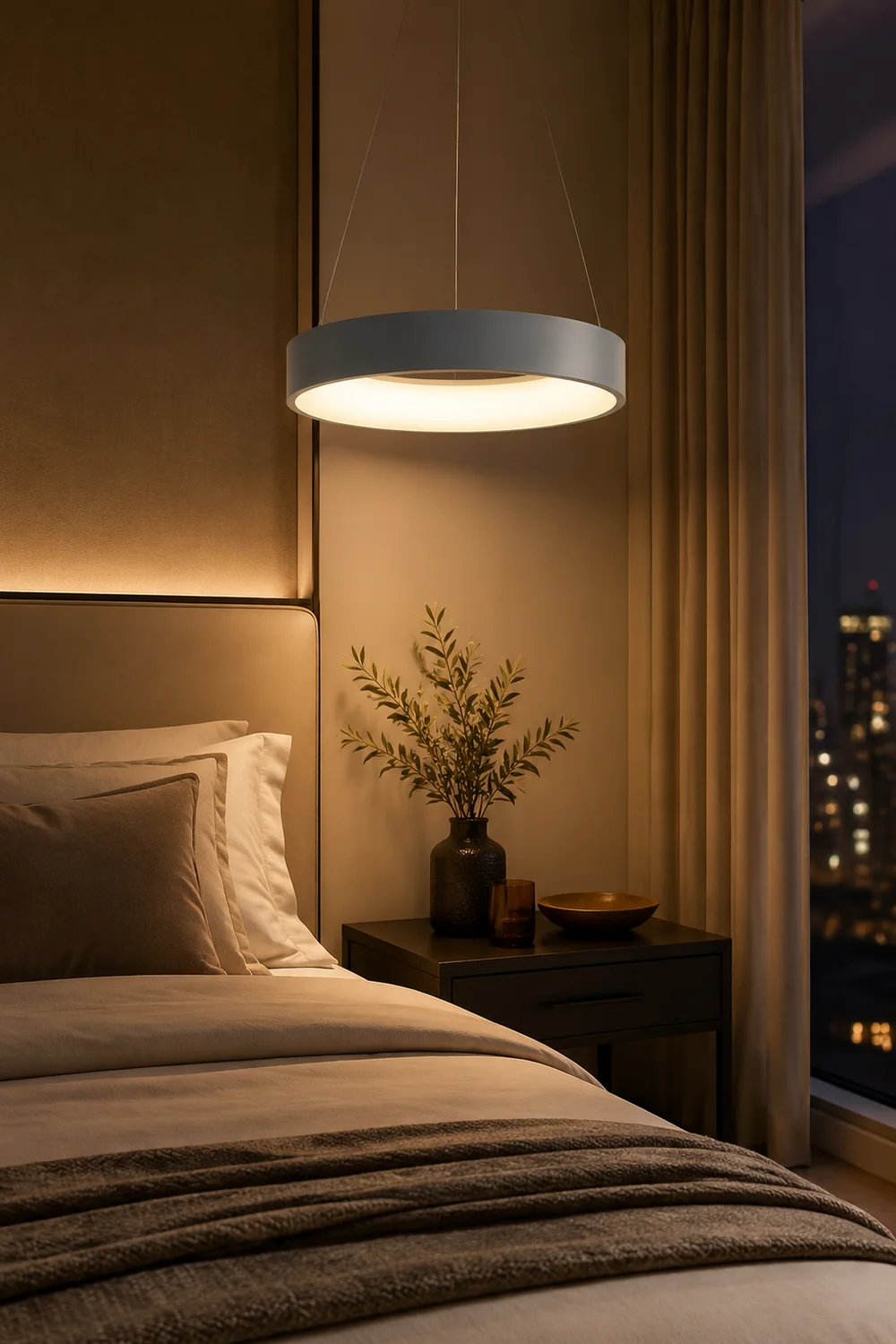 White LED Ribbed Hoop Pendant Ceiling Lights - Lumpaz