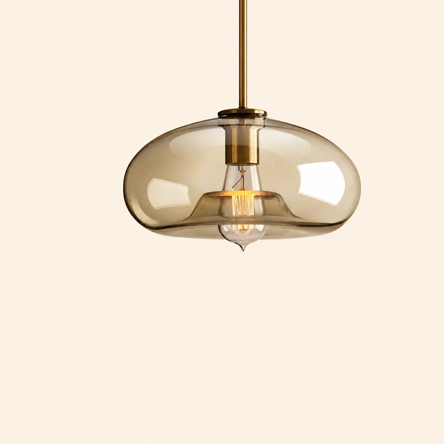 Industrial Amber Glass Pendant Light - Lumpaz