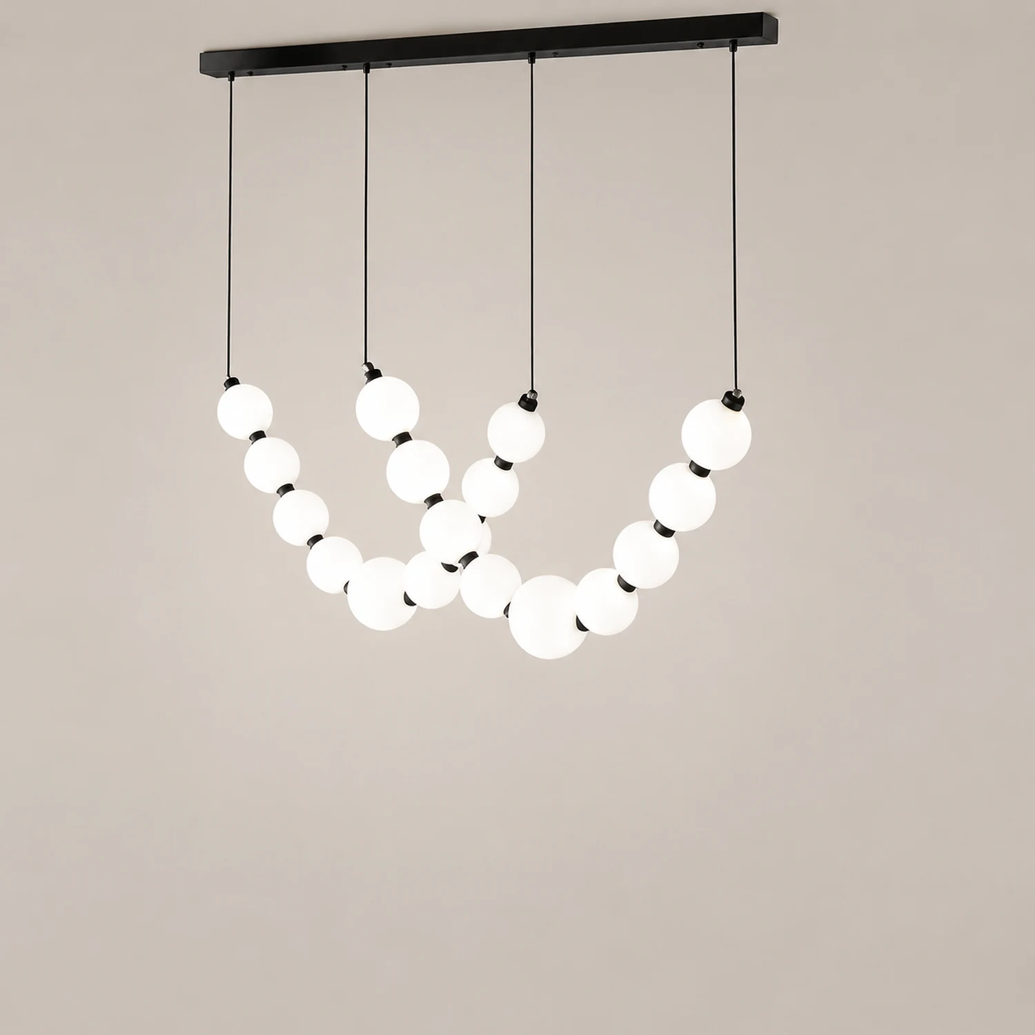 White Ball Bubble Brushed Copper Large Chandelier - Lumpaz
