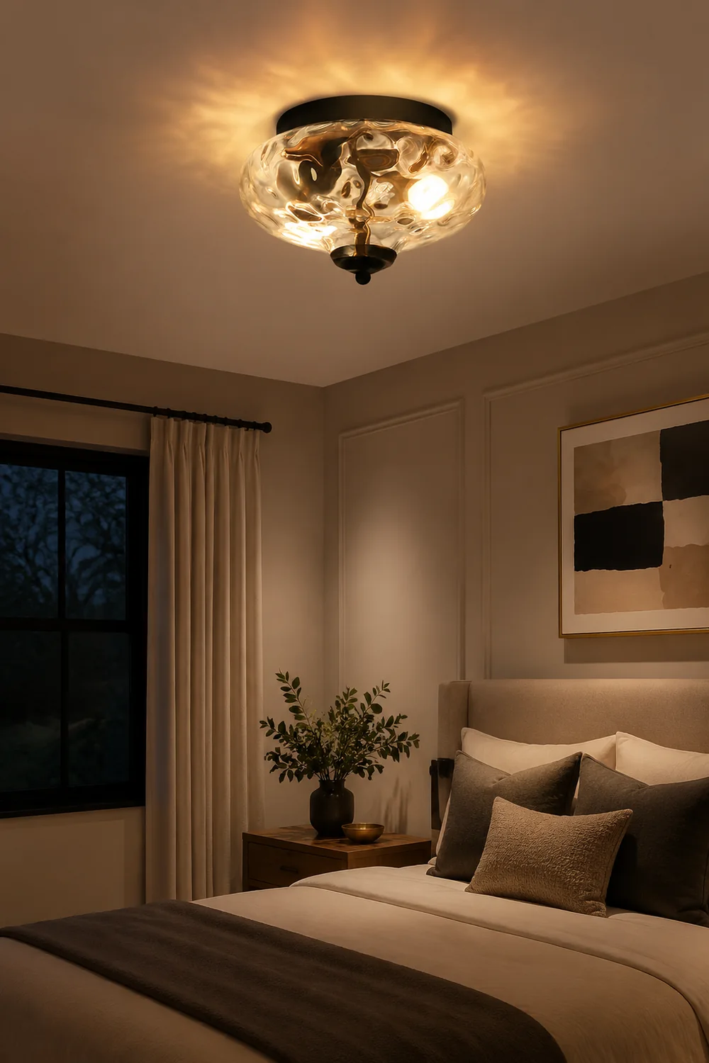 Farmhouse 2-Light Glass Shade Ceiling Light - Lumpaz