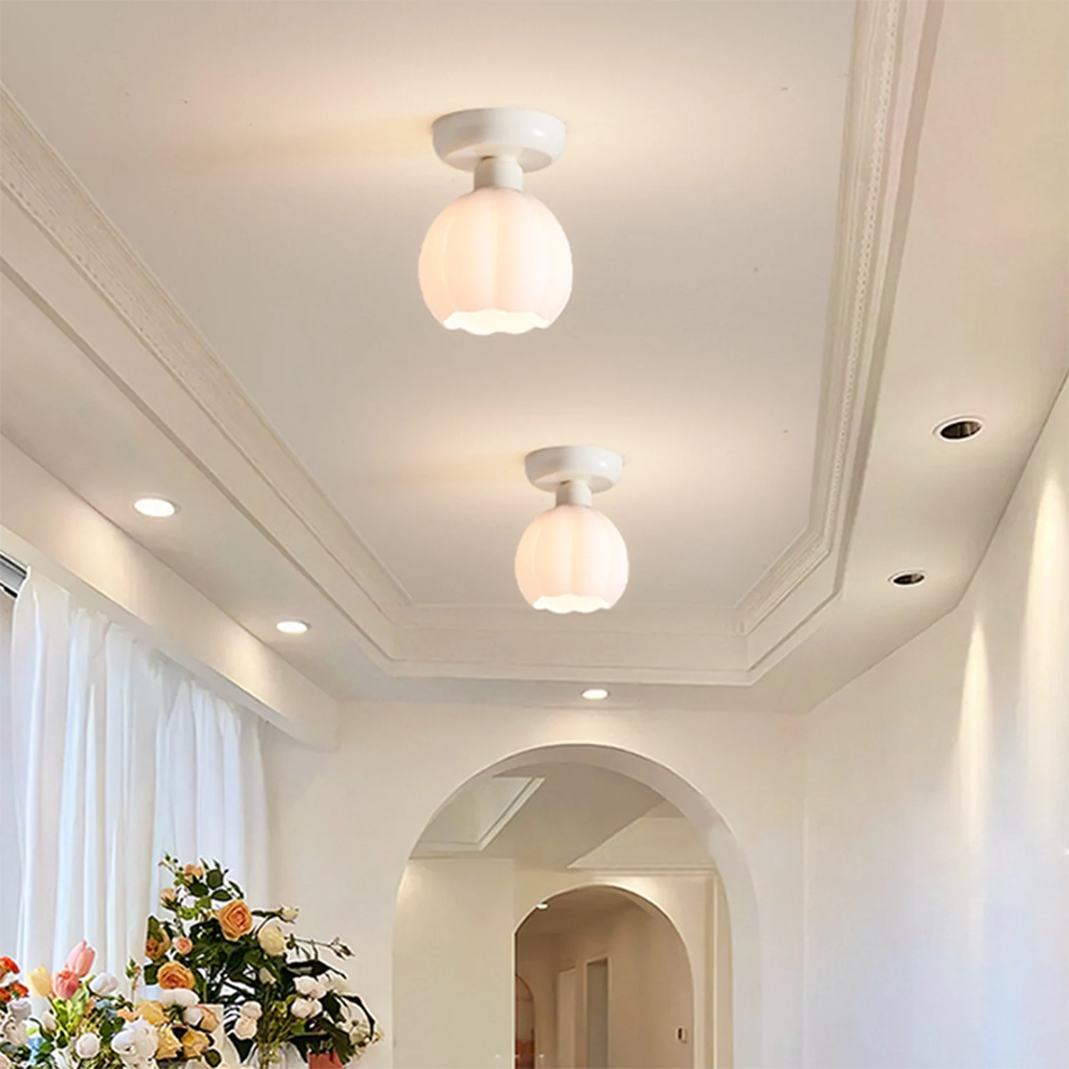 Cream Pumpkin Creative Corridor Aisle Ceiling Light - Lumpaz