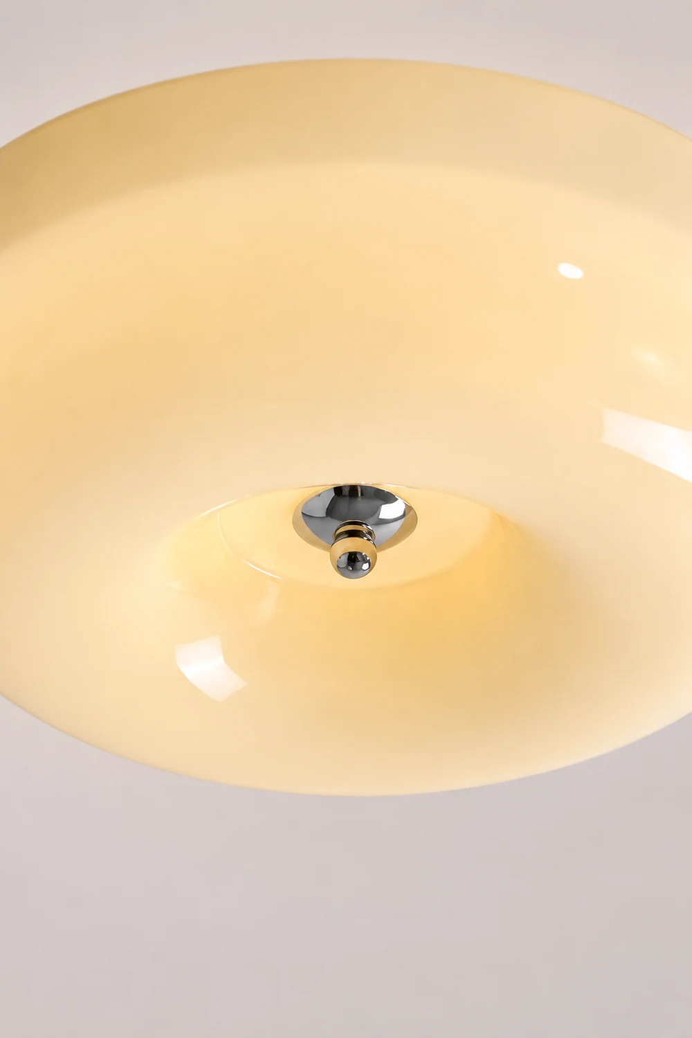 Cream Round Ceiling Lamp Simple Glass Ceiling Light For Bedroom - Lumpaz