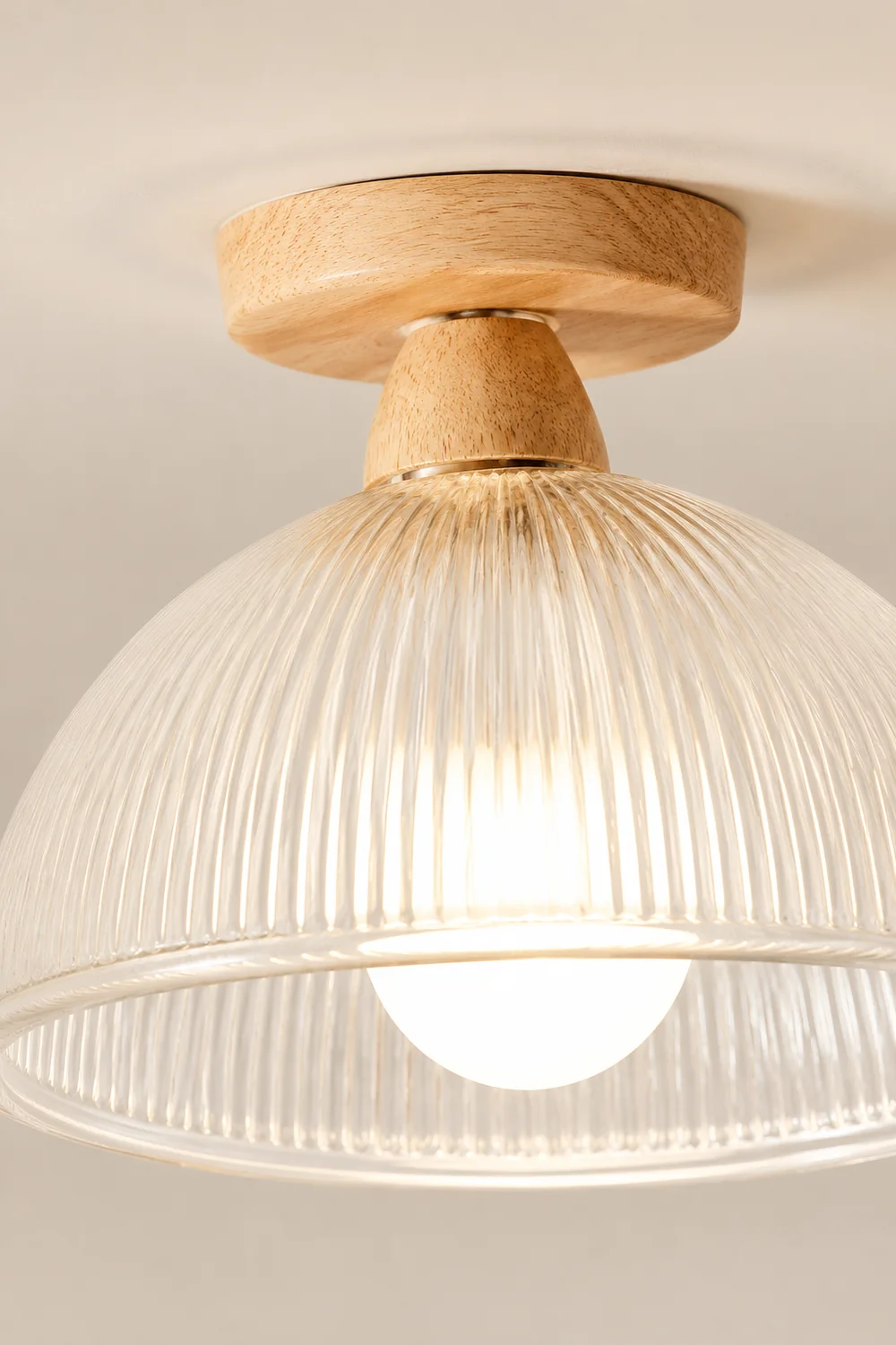 Vintage Solid Wood Glass Ceiling Lamp - Lumpaz
