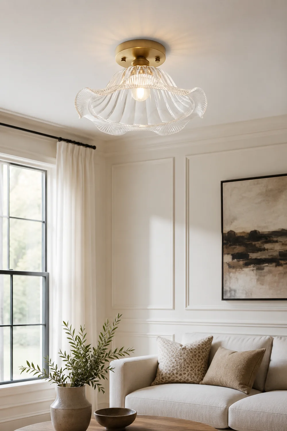 Simple Glass Semi Flush Ceiling Lights - Lumpaz