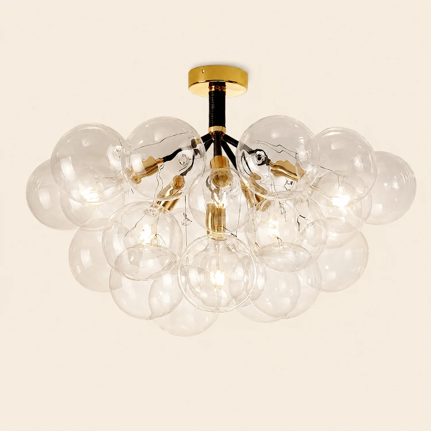 Modern Semi Flush Mount Ceiling Light Glass Bubble  Chandelier - Lumpaz