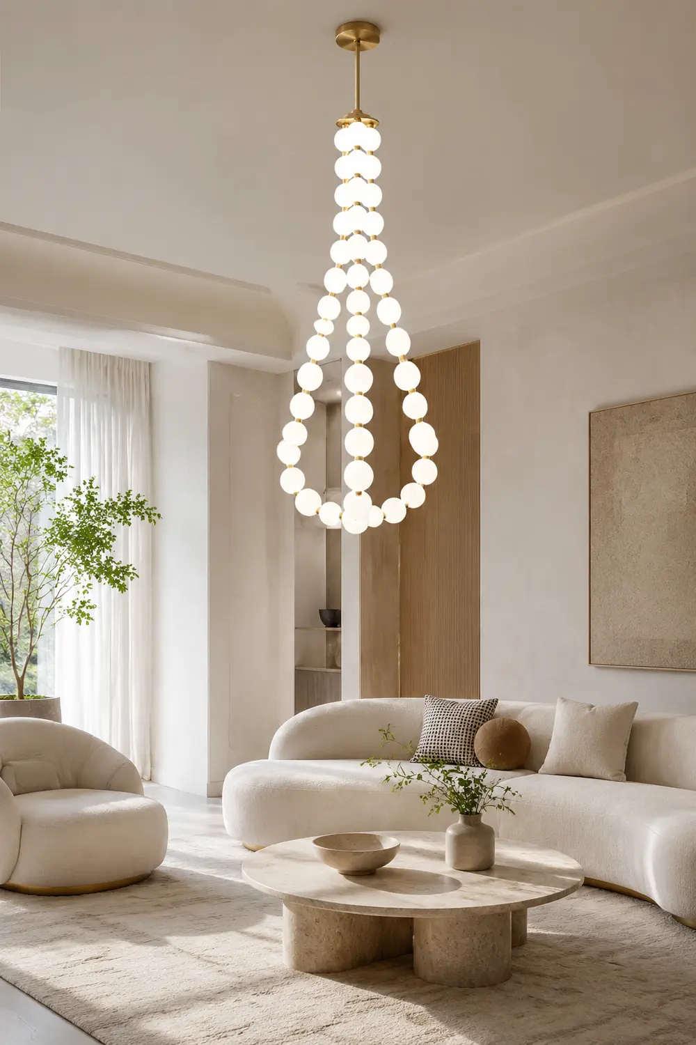 Art Deco White Bubble LED Chandelier For Staircase - Lumpaz