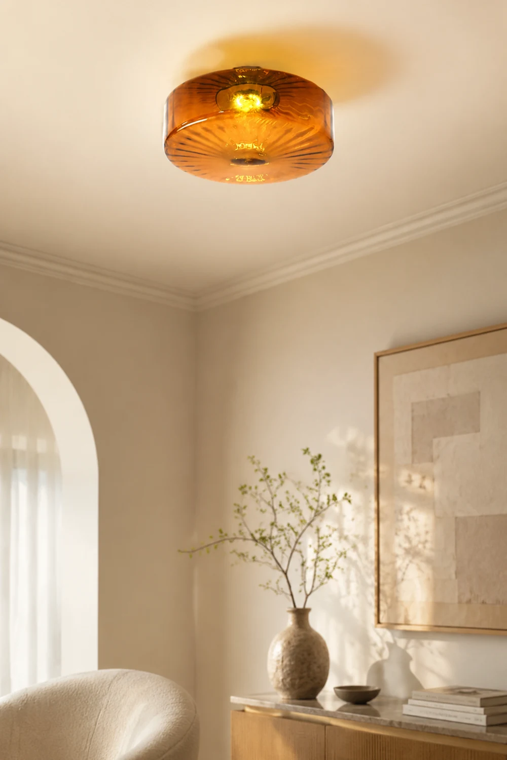 Medieval Glass Corrugated Ceiling Lamp - Lumpaz