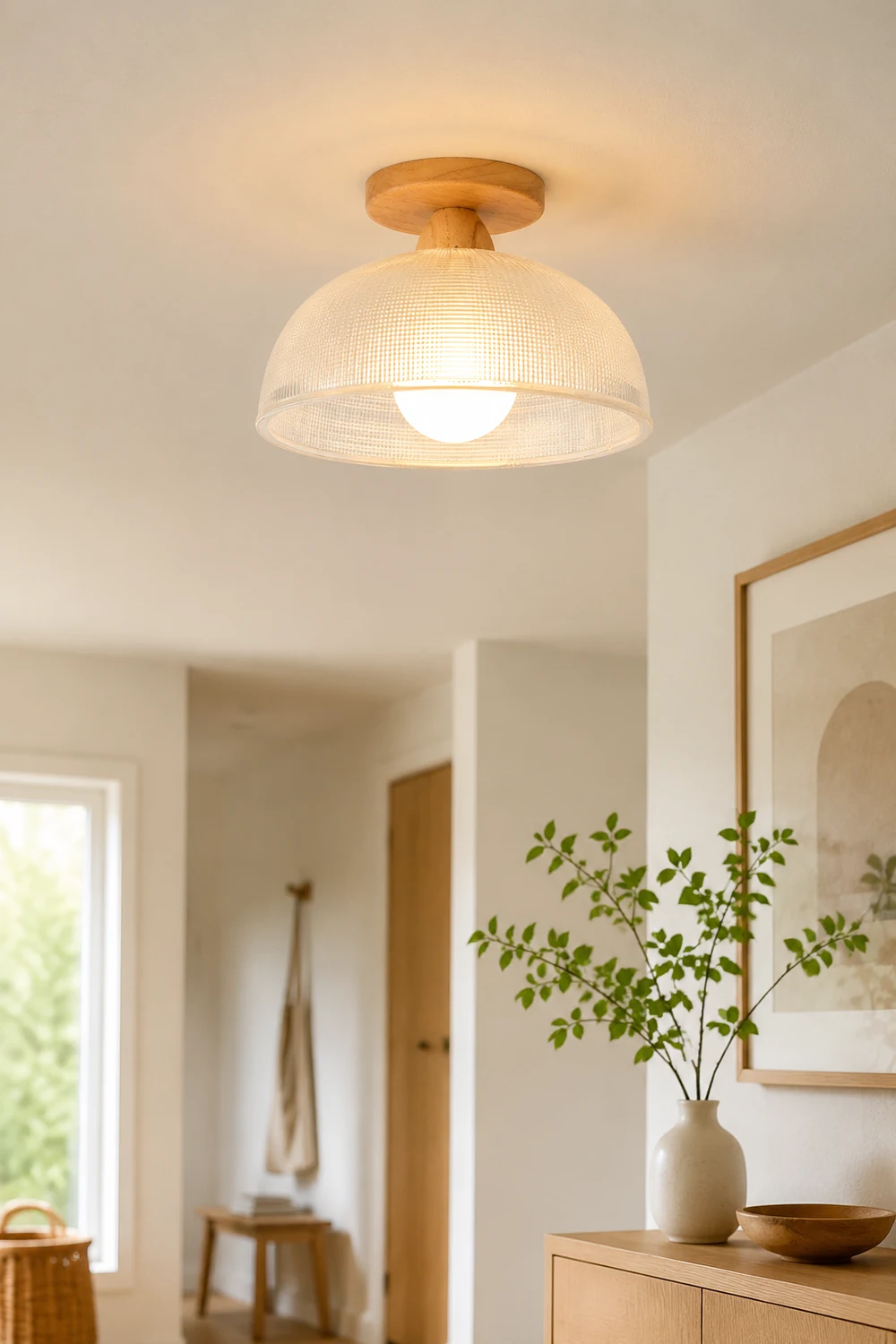 Vintage Solid Wood Glass Ceiling Lamp - Lumpaz
