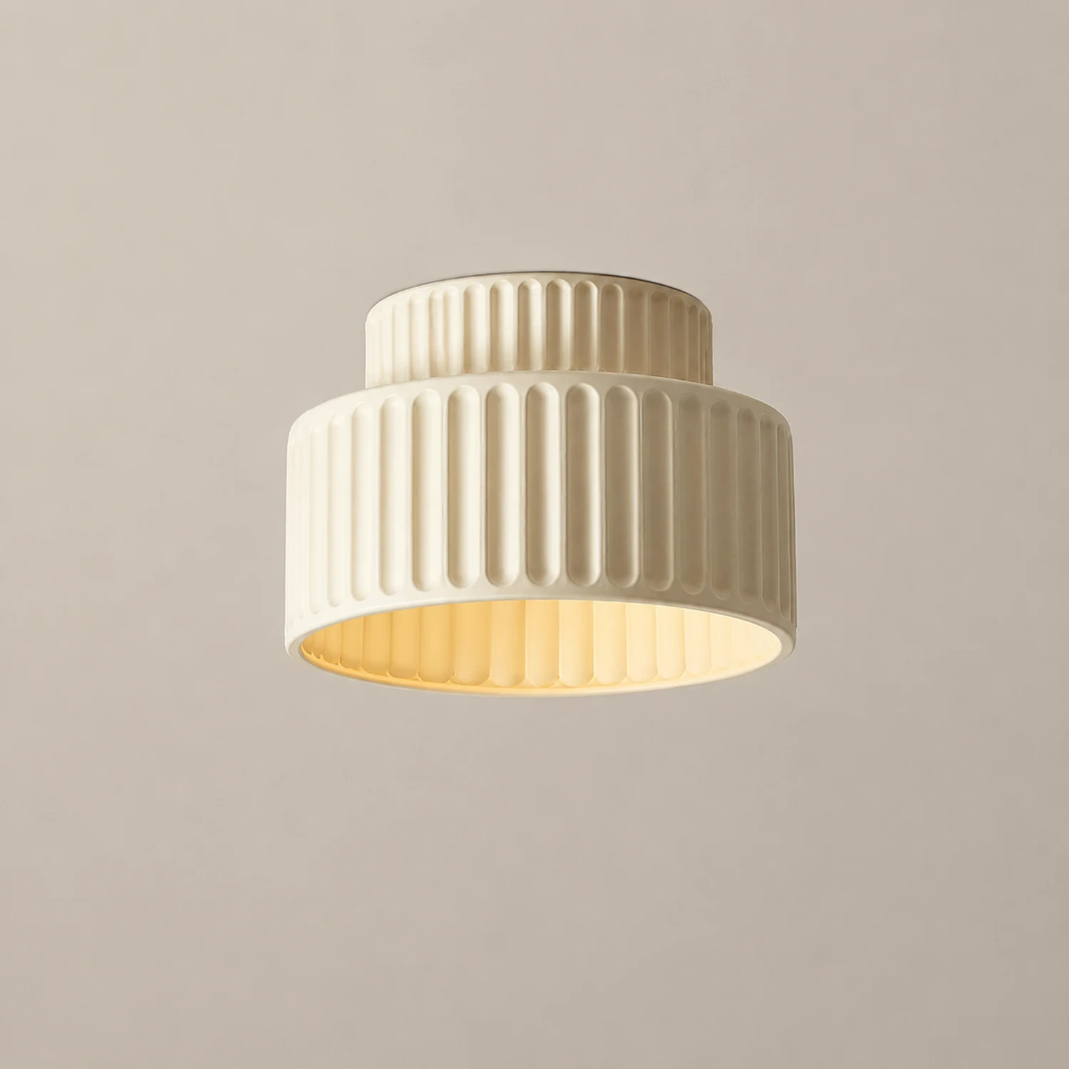 Vintage Cream Style Drum Semi Flush Mount Ceiling Lamp - Lumpaz