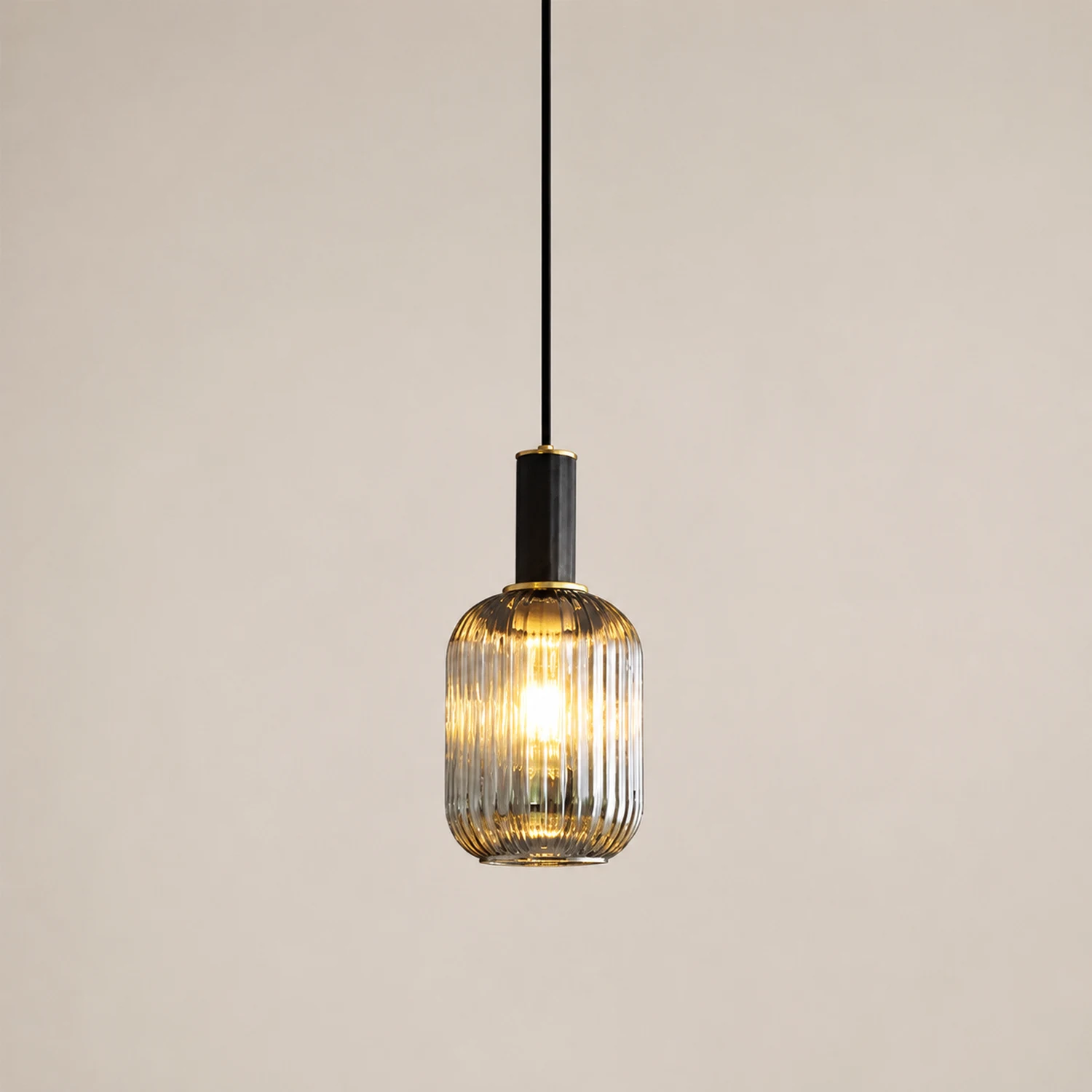 Modern Oval Ribbed Glass Pendant Light - Lumpaz