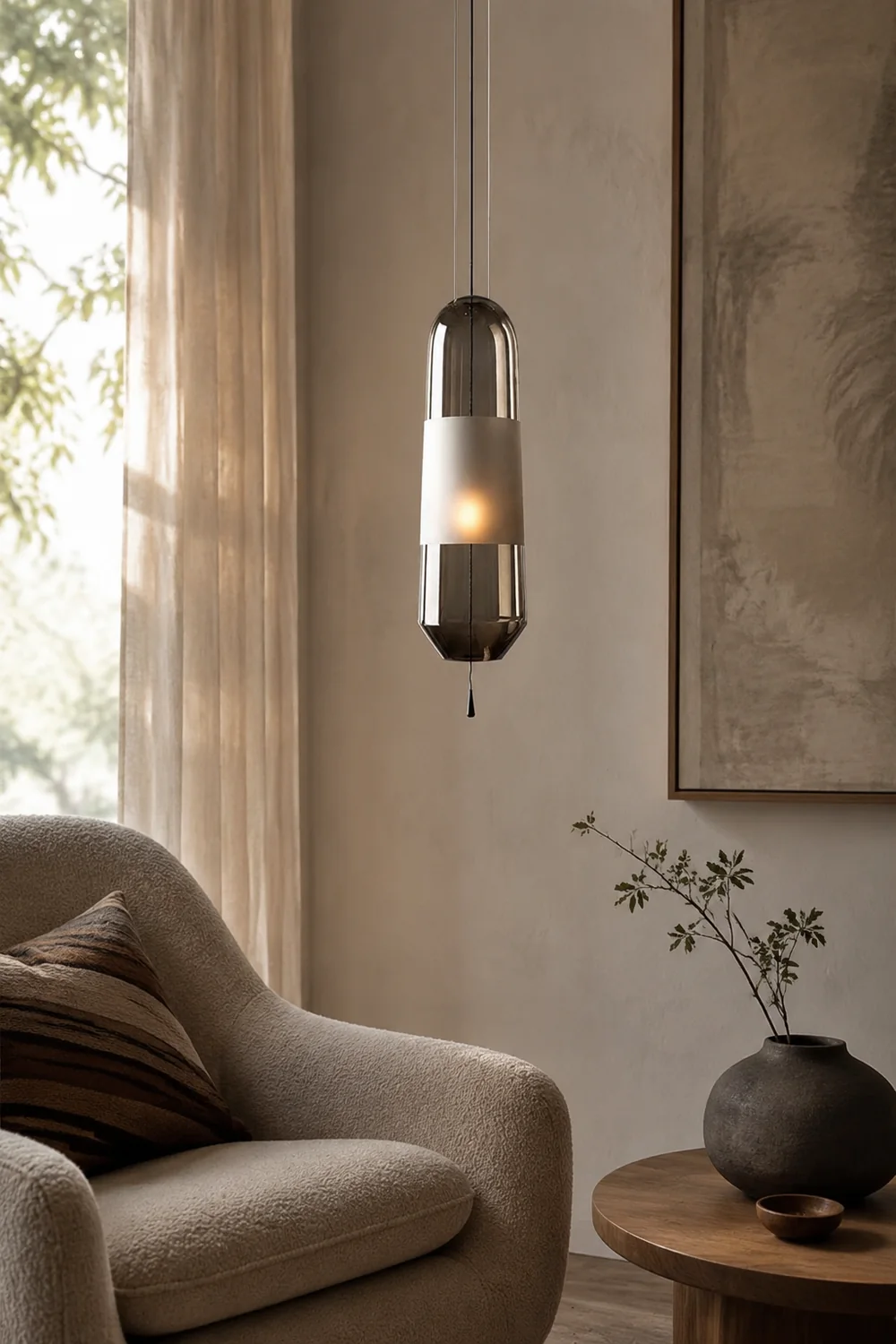 Designer Capsule Shaped Glass Pendant Lamp - Lumpaz