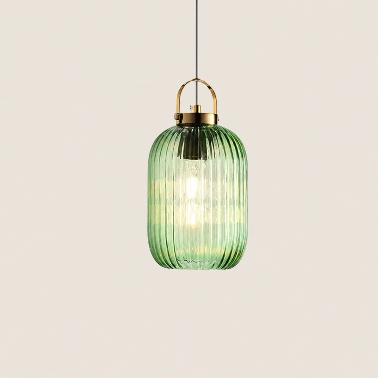 Retro Green Lantern Glass Pendant Lamp - Lumpaz