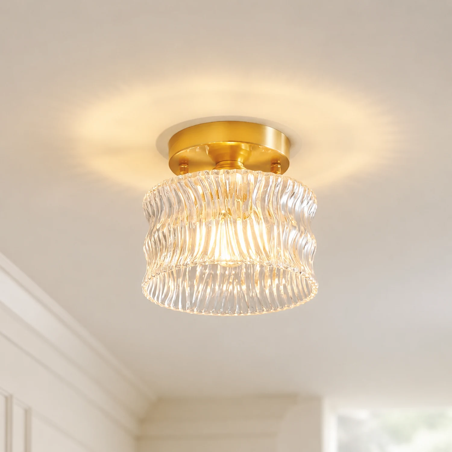 Vintage Crystal Clear Glass Ceiling Light Hallway - Lumpaz