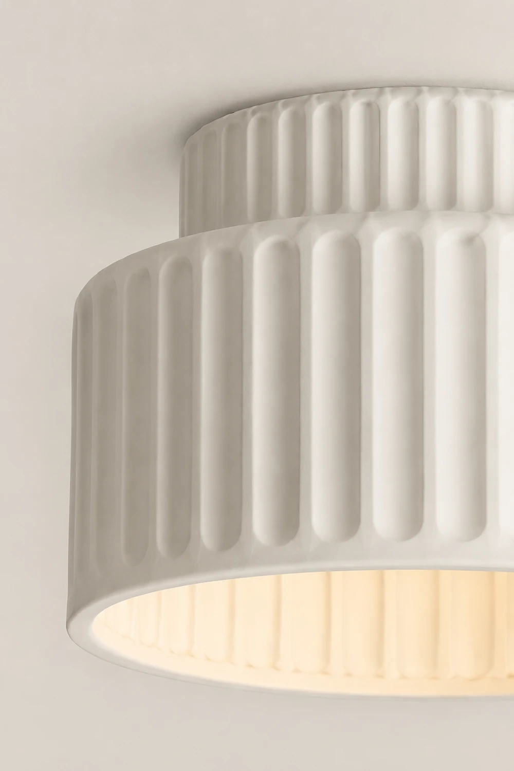 Vintage Cream Style Drum Semi Flush Mount Ceiling Lamp - Lumpaz