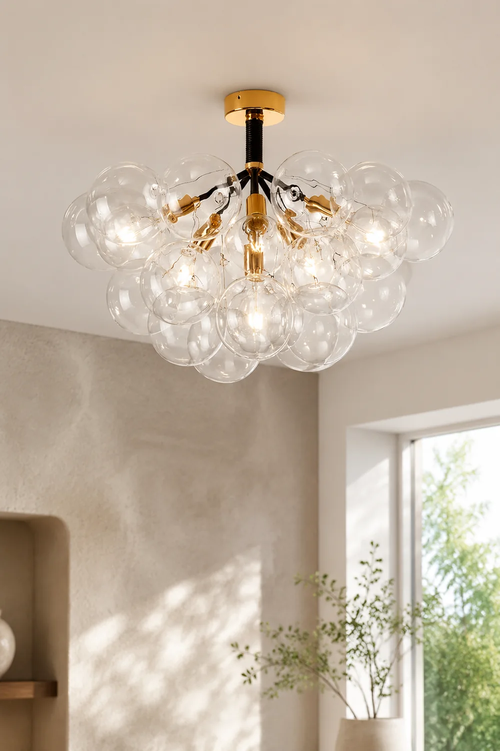 Modern Semi Flush Mount Ceiling Light Glass Bubble  Chandelier - Lumpaz