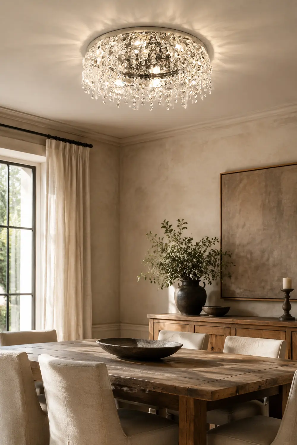 Luxury Crystal Chrome Flush Ceiling Light - Lumpaz