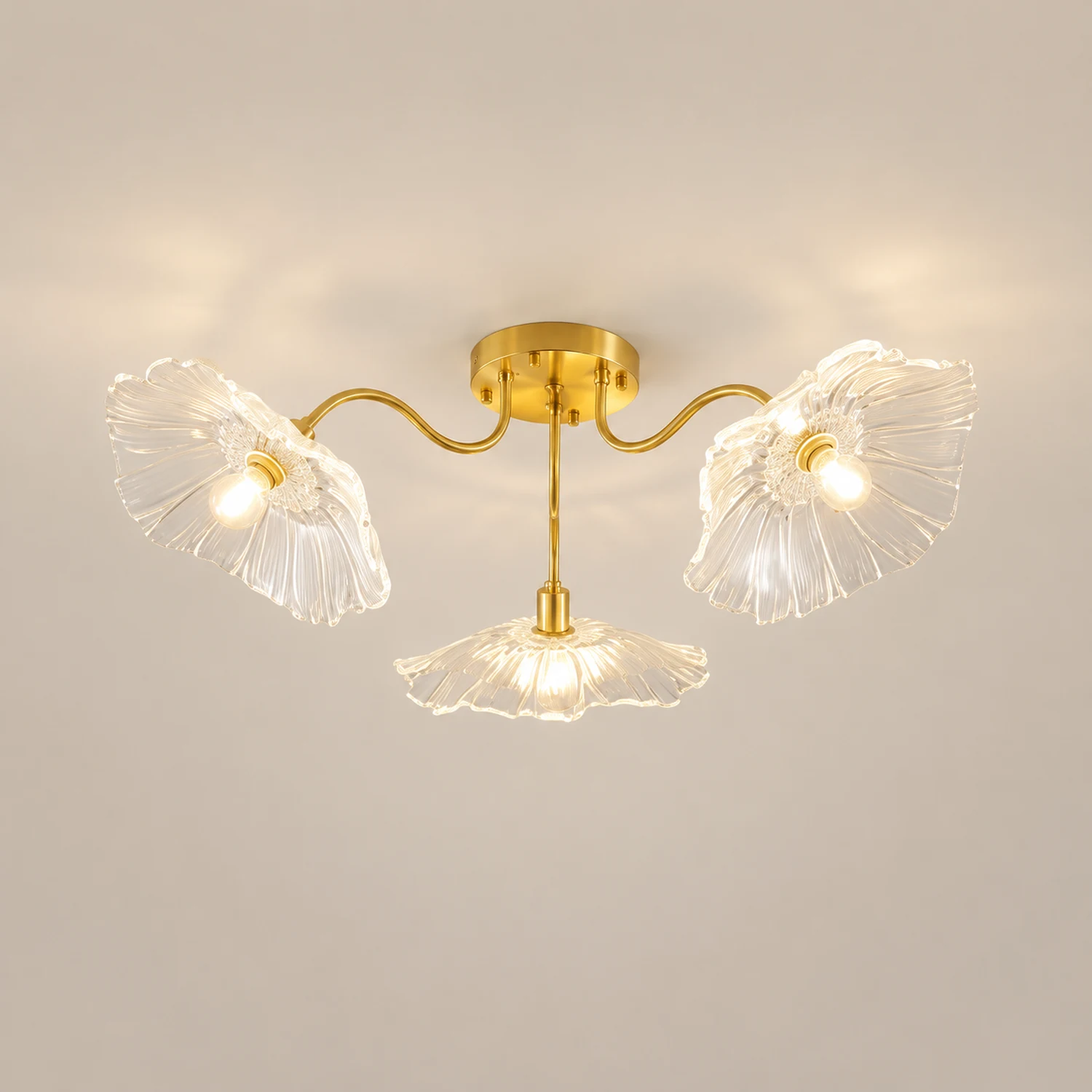 Vintage Lotus Leaf Glass Ceiling Light - Lumpaz