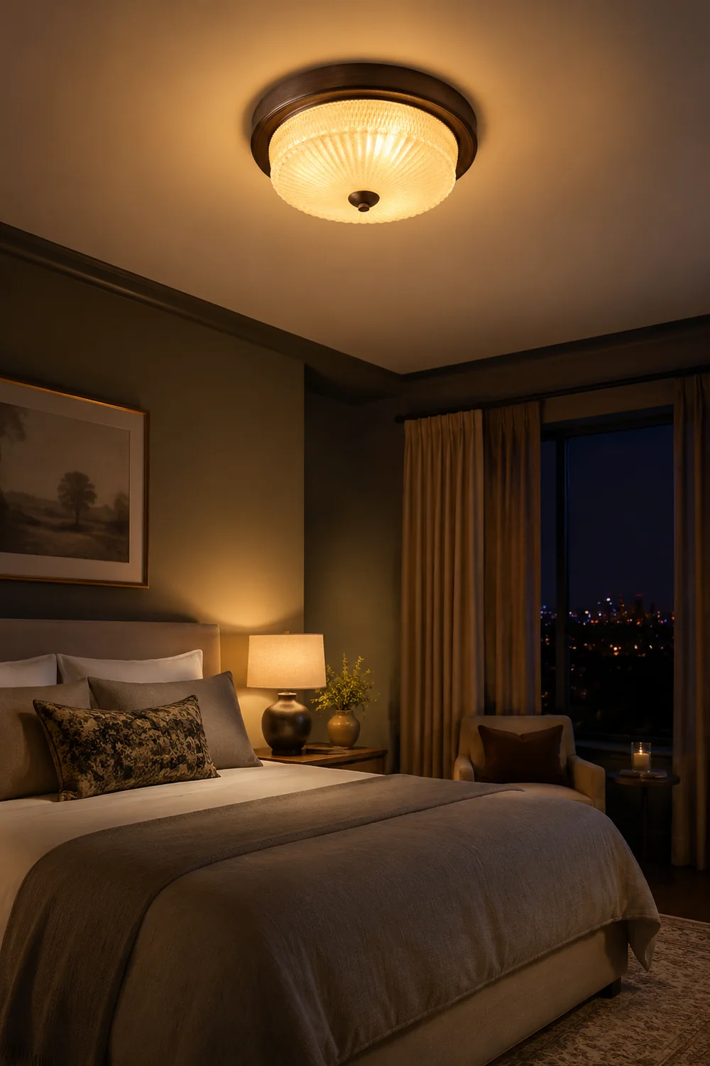 Retro Round Bedroom Ceiling Lamp - Lumpaz
