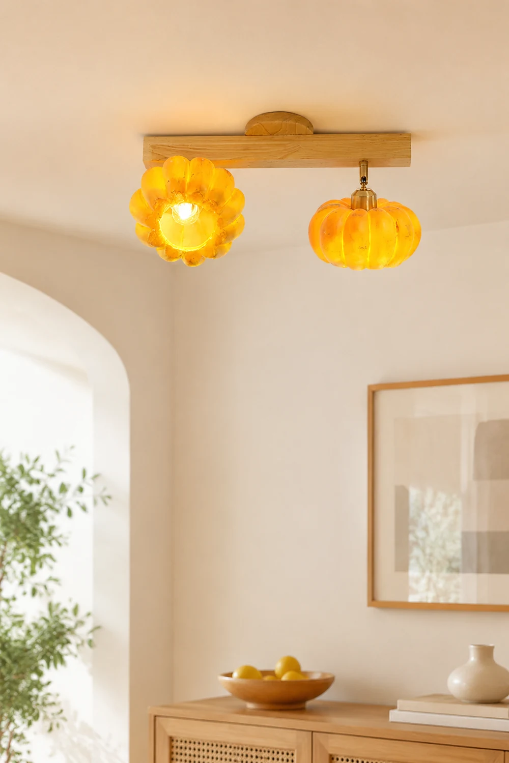 Eco-friendly Yellow Pumpkin Ceiling Lamp - Lumpaz