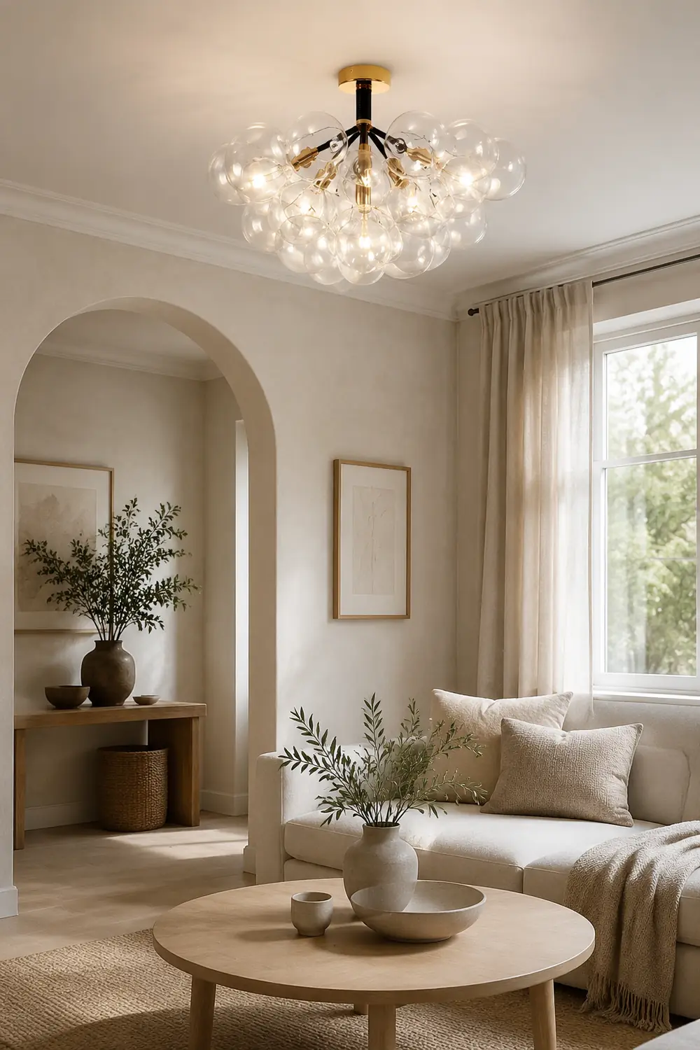 Modern Semi Flush Mount Ceiling Light Glass Bubble  Chandelier - Lumpaz