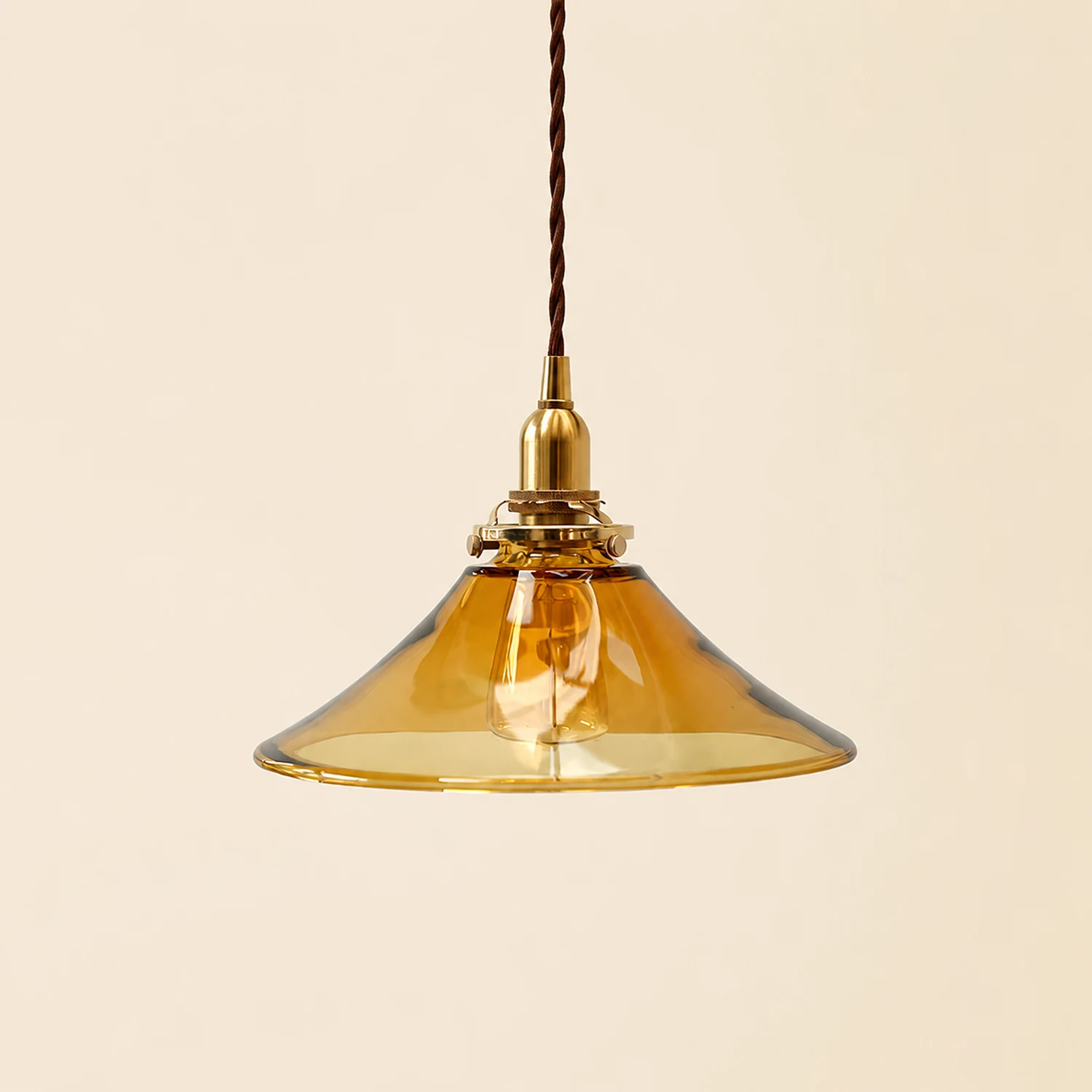 Vintage Single Head Retro Amber Glass Pendant Light - Lumpaz