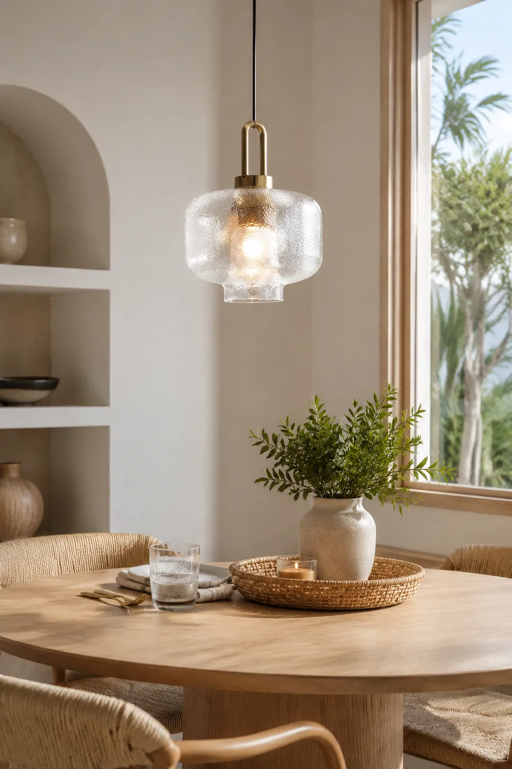 Clear Frosted Glass Pendant Light for Kitchen - Lumpaz
