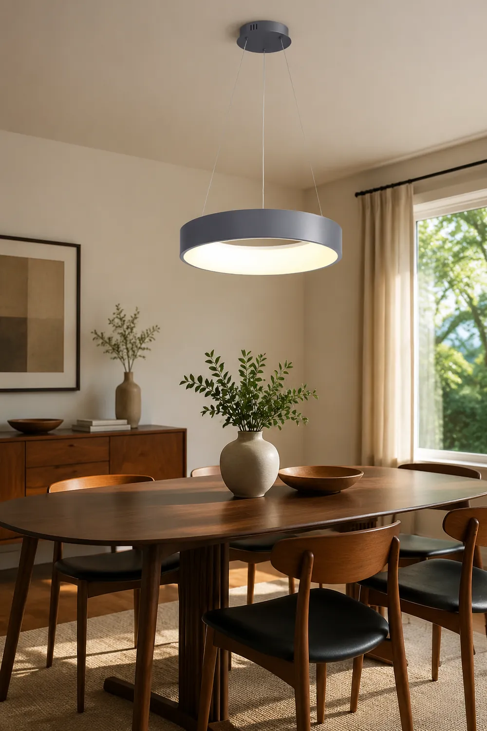 White LED Ribbed Hoop Pendant Ceiling Lights - Lumpaz