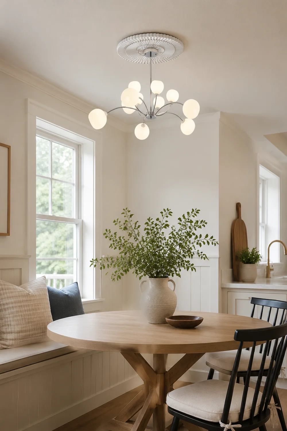 White Glass Globe Sputnik Shape Chandelier - Lumpaz