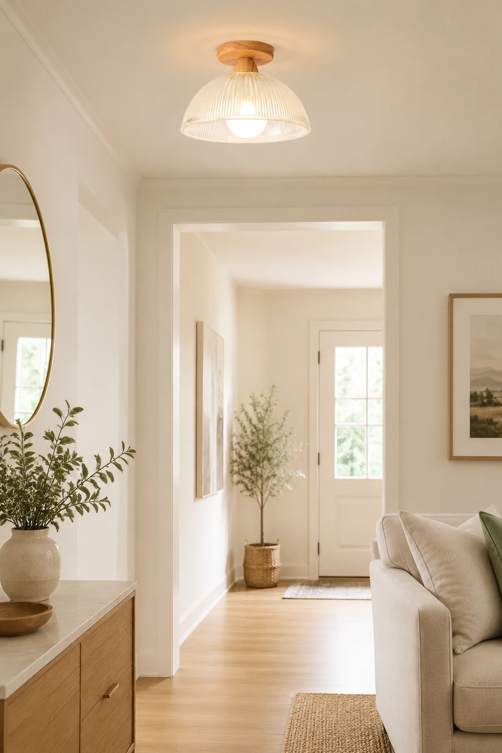 Vintage Solid Wood Glass Ceiling Lamp - Lumpaz