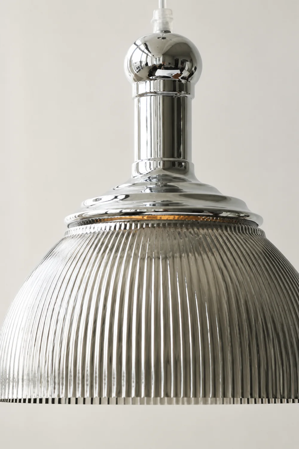 Vintage Glass Ribbed Chrome Pendant Light - Lumpaz