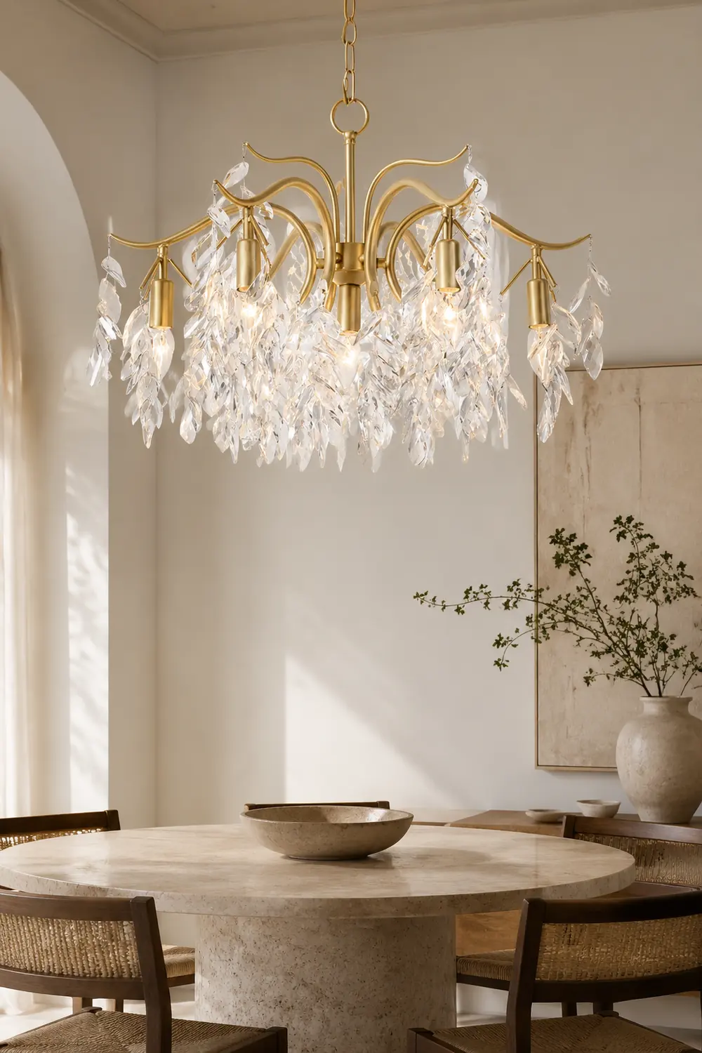 Modern Large Crystal Gold Tiered Dining Room Chandelier - Lumpaz