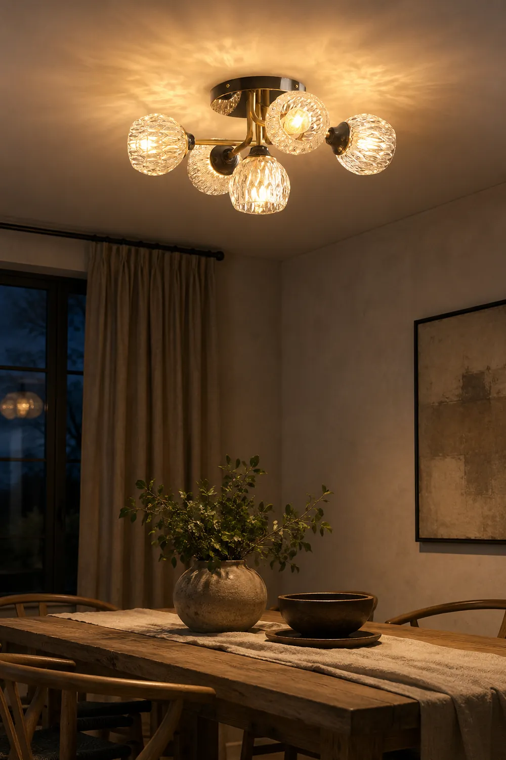 Luxury Copper Semi Flush Ceiling Light - Lumpaz