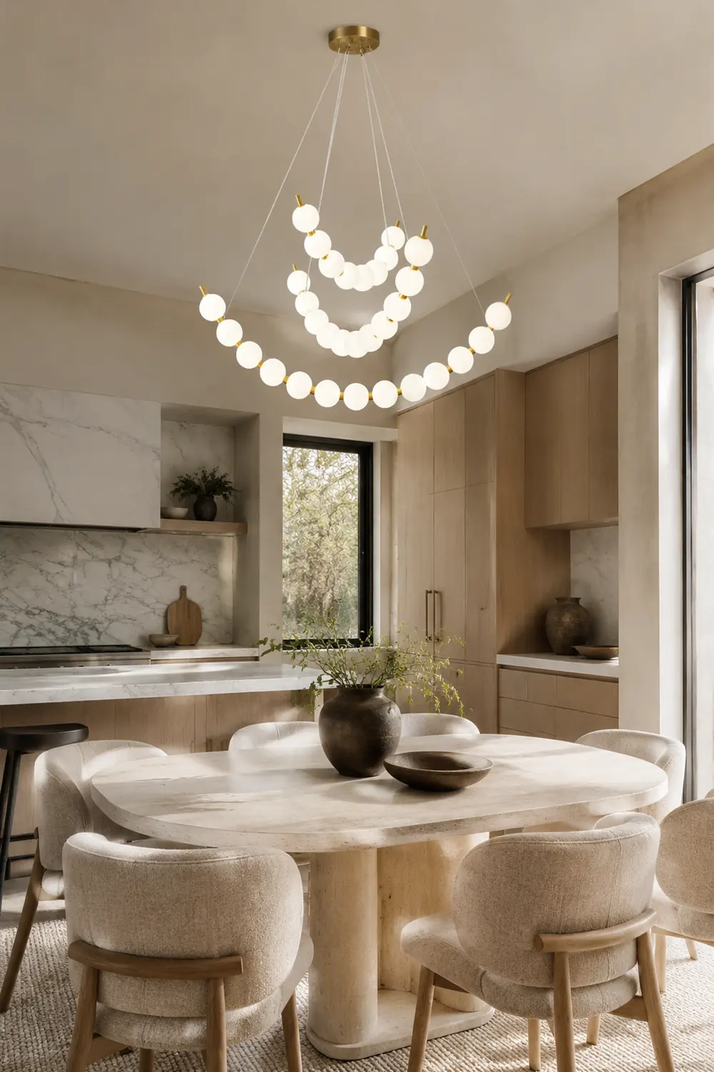 Unique Pearl Design White Ball LED Necklace Chandelier - Lumpaz