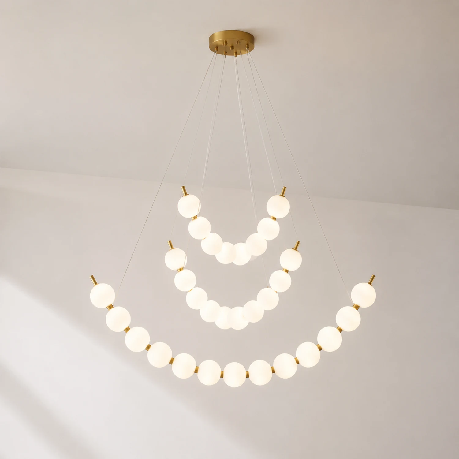 Unique Pearl Design White Ball LED Necklace Chandelier - Lumpaz