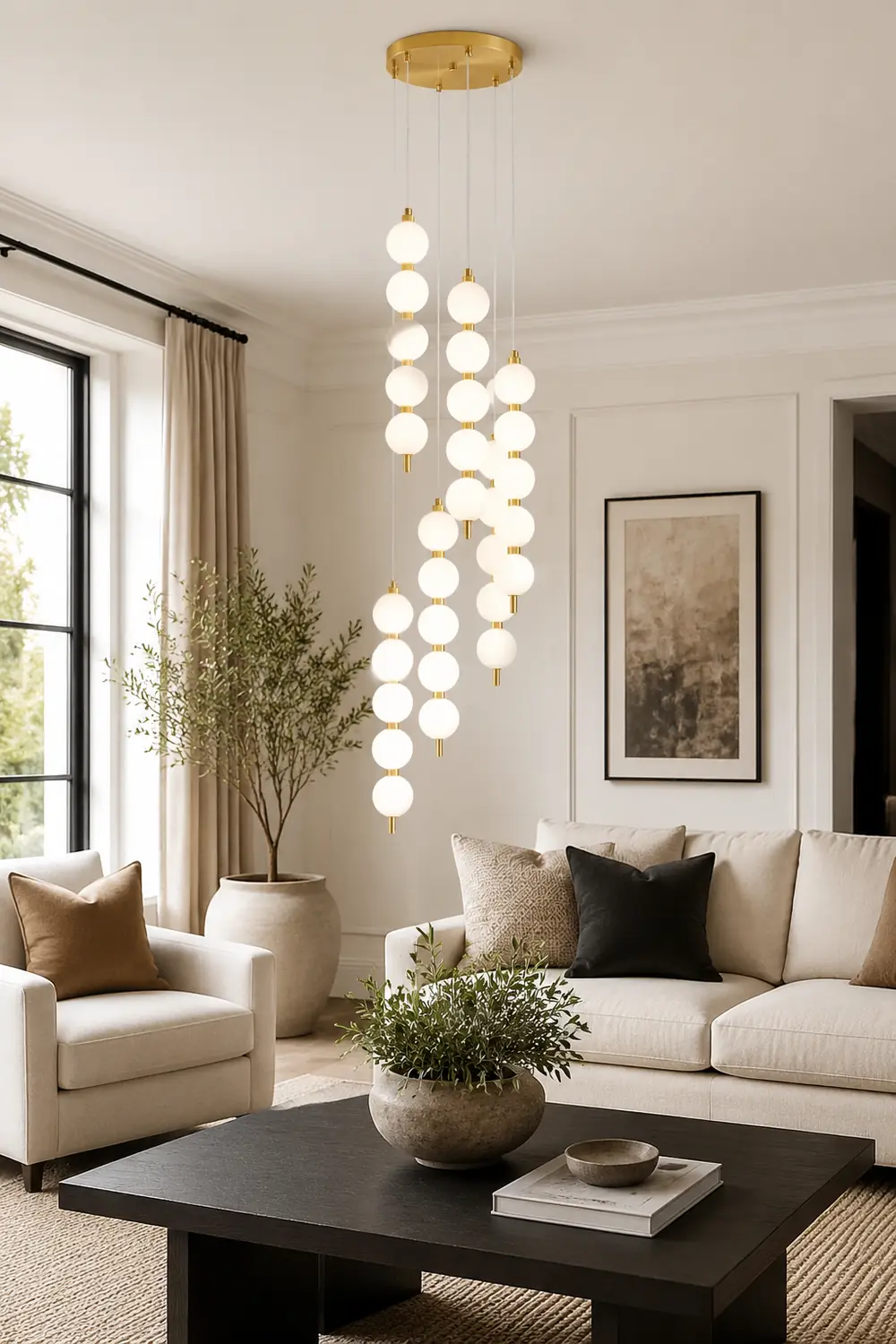 Contemporary LED White Ball Pendant Light - Lumpaz