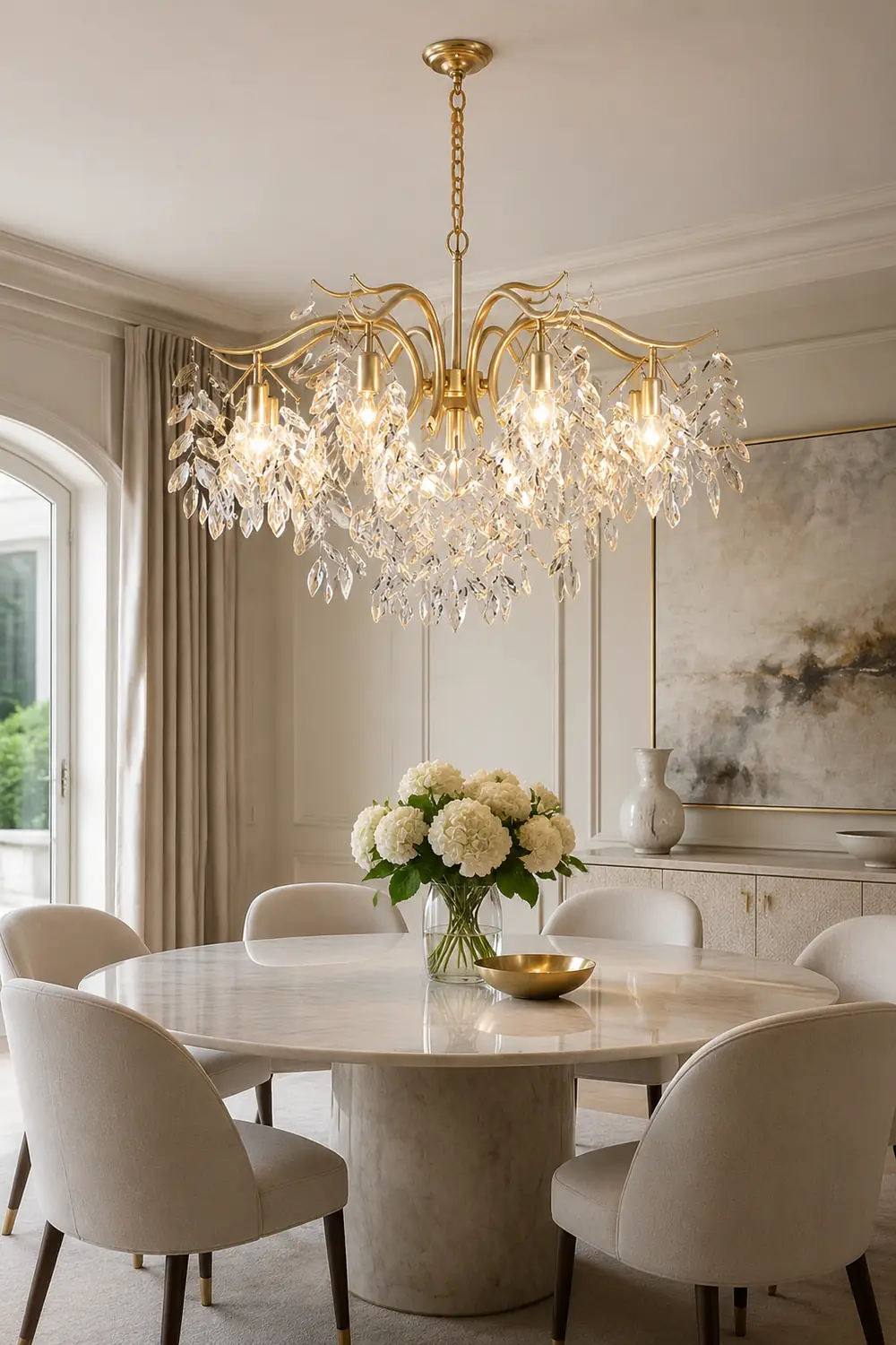 Modern Large Crystal Gold Tiered Dining Room Chandelier - Lumpaz