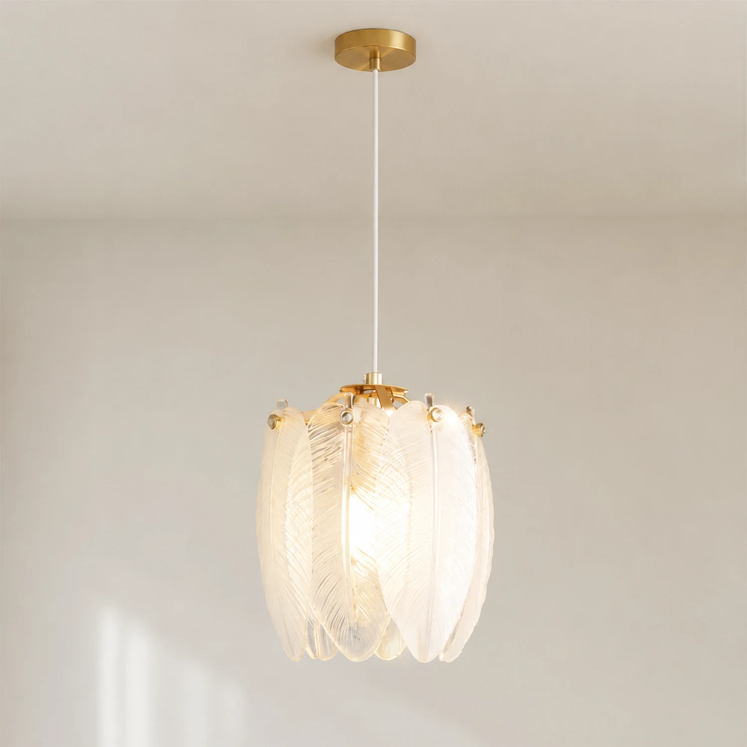 French Style Feather Glass Pendant Light - Lumpaz