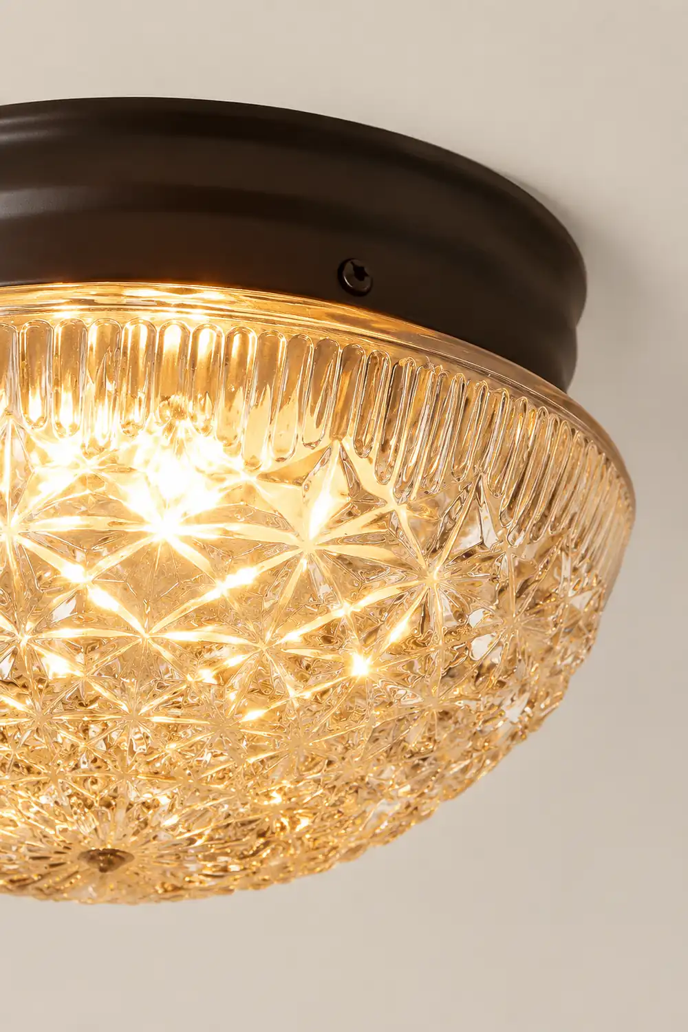 Clear Ribbed Glass Ceiling Light Fixture for Bedroom - Lumpaz