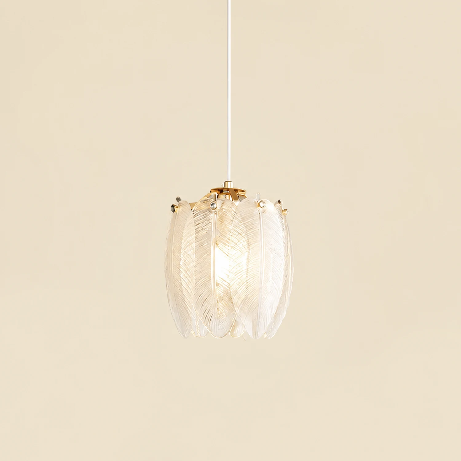French Style Feather Glass Pendant Light - Lumpaz