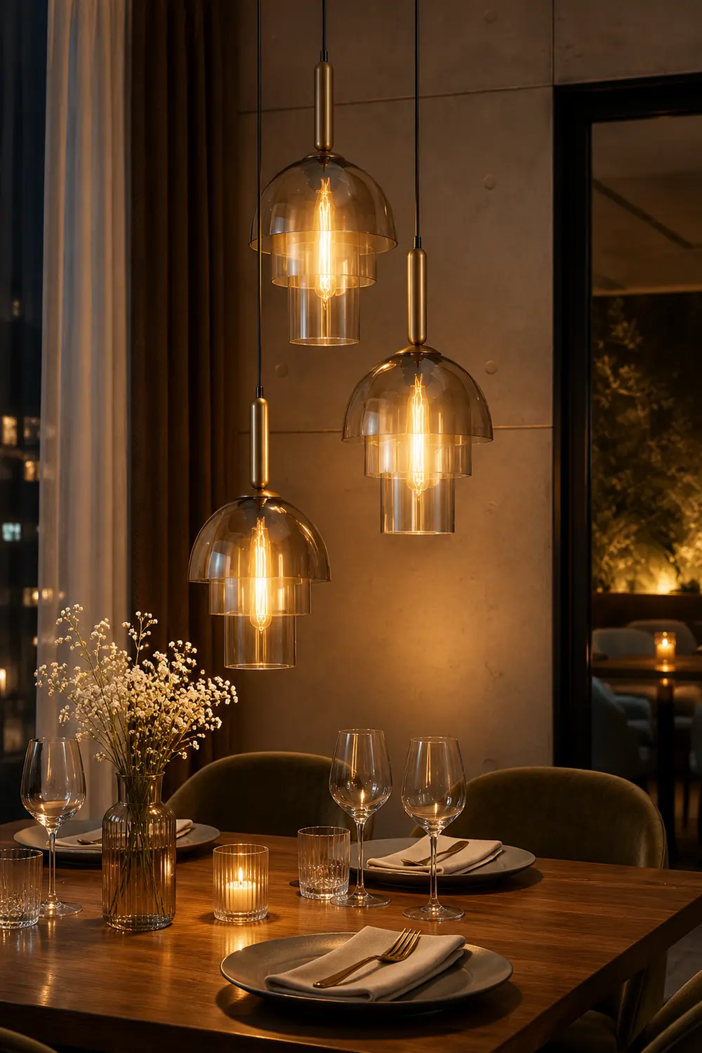 Modern Multi-Layer Glass Dome Hanging Light Fixture - Lumpaz