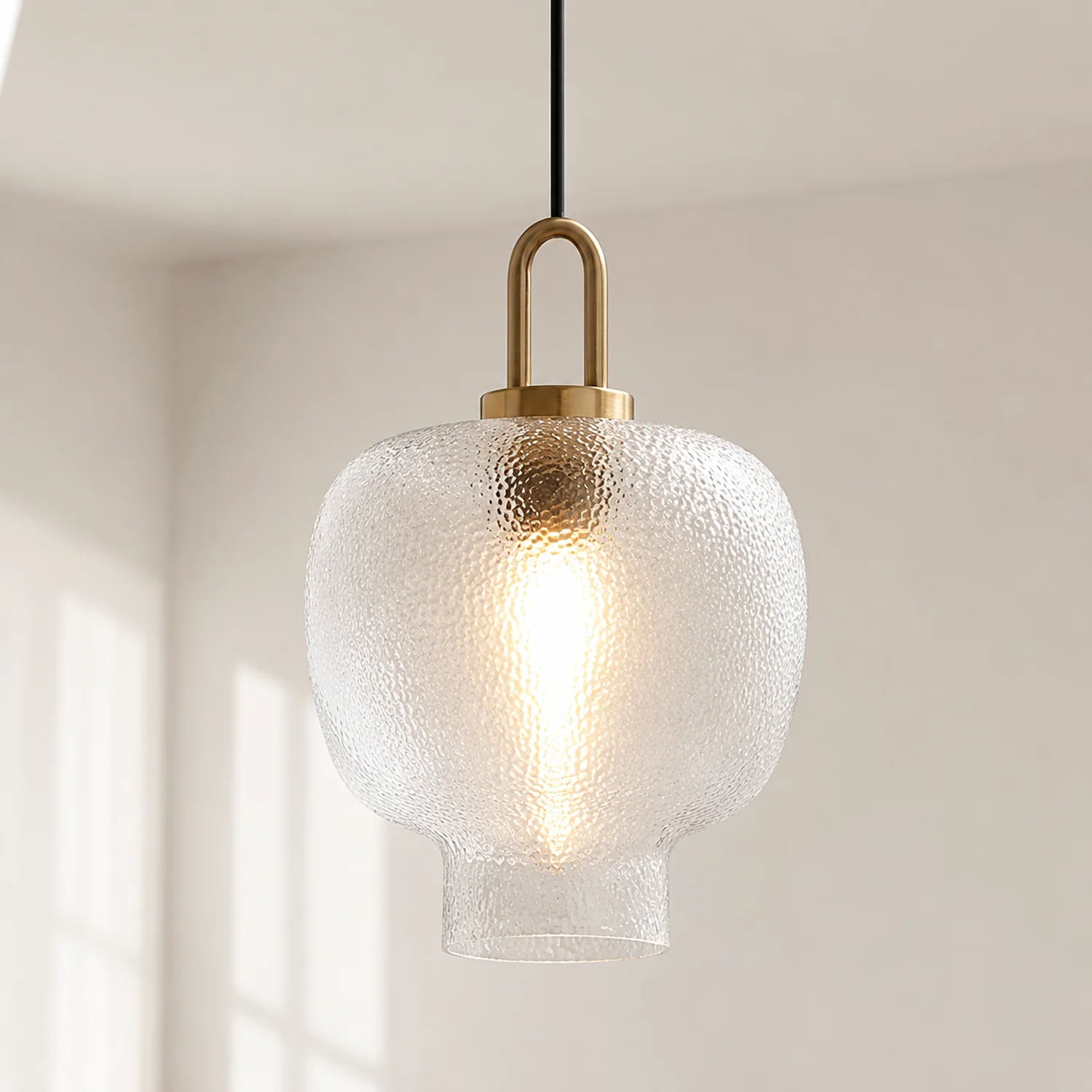 Clear Frosted Glass Pendant Light for Kitchen - Lumpaz