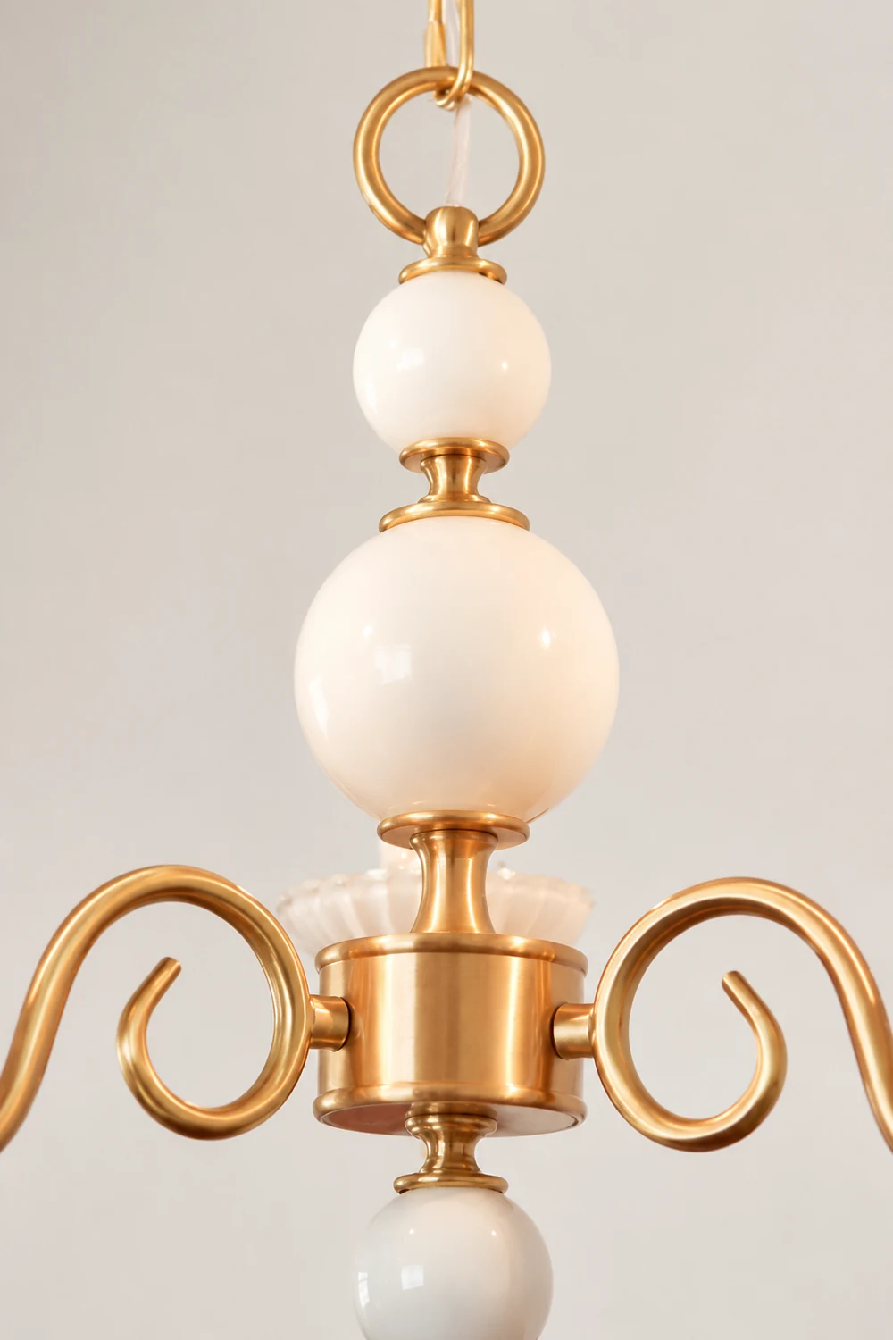 Vintage Metal Chandelier Lamp Cream Glass Chandelier - Lumpaz