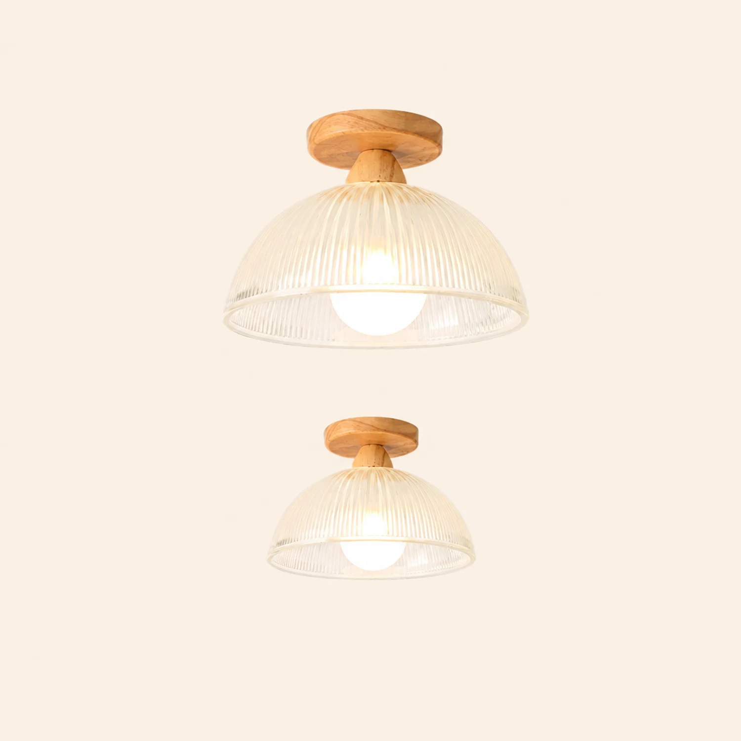 Vintage Solid Wood Glass Ceiling Lamp - Lumpaz