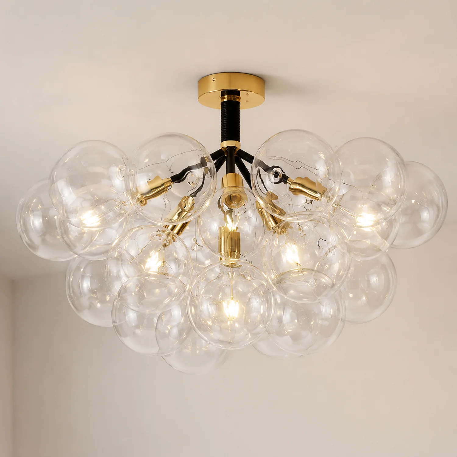 Modern Semi Flush Mount Ceiling Light Glass Bubble  Chandelier - Lumpaz
