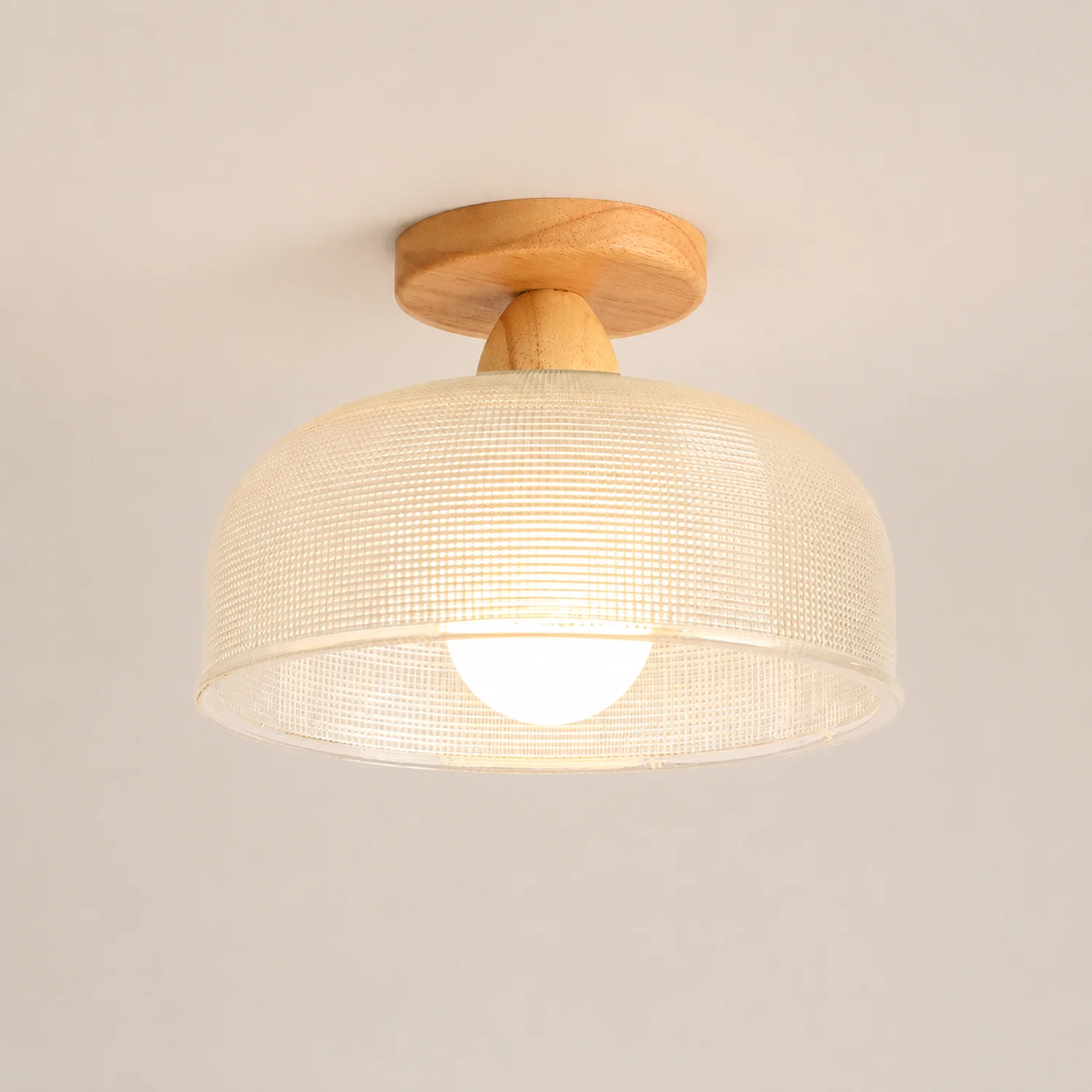 Vintage Solid Wood Glass Ceiling Lamp - Lumpaz