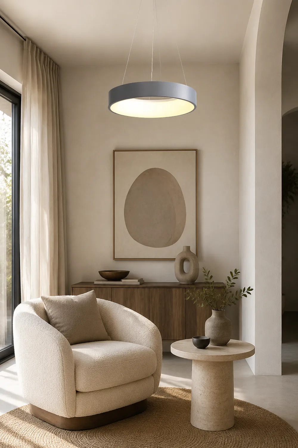 White LED Ribbed Hoop Pendant Ceiling Lights - Lumpaz
