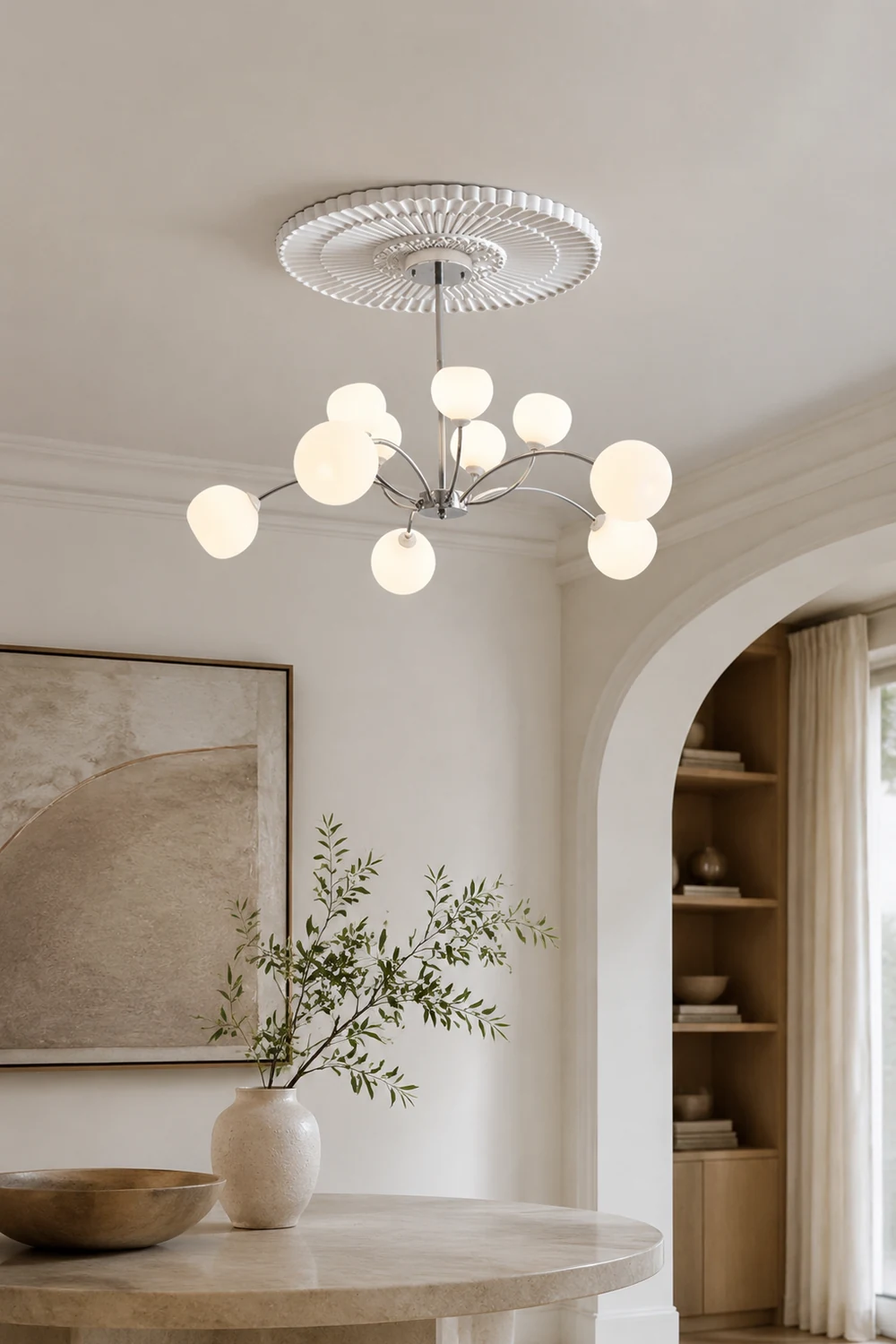 White Glass Globe Sputnik Shape Chandelier - Lumpaz
