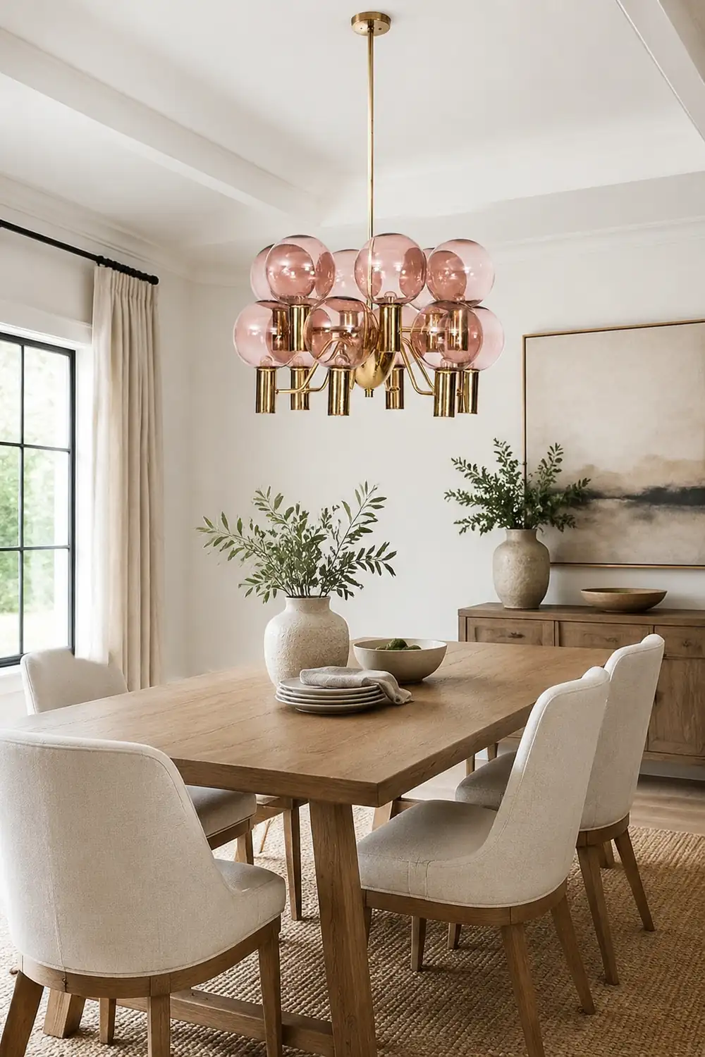 Contemporary Pink Glass 12-Bulb Decorative Chandelier - Lumpaz