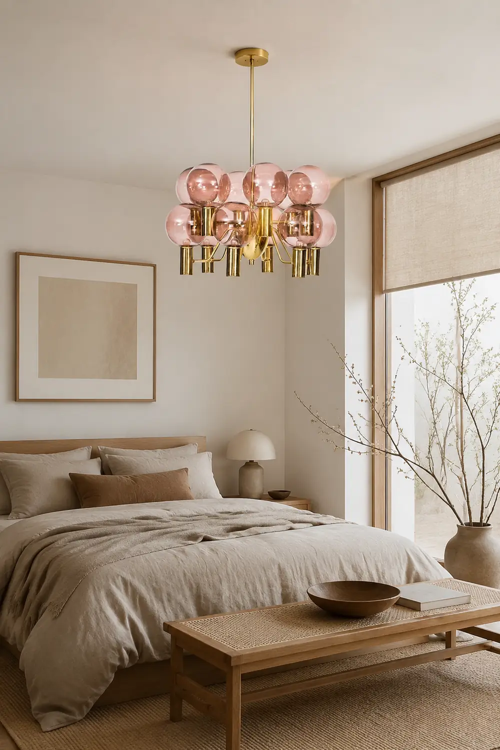 Contemporary Pink Glass 12-Bulb Decorative Chandelier - Lumpaz