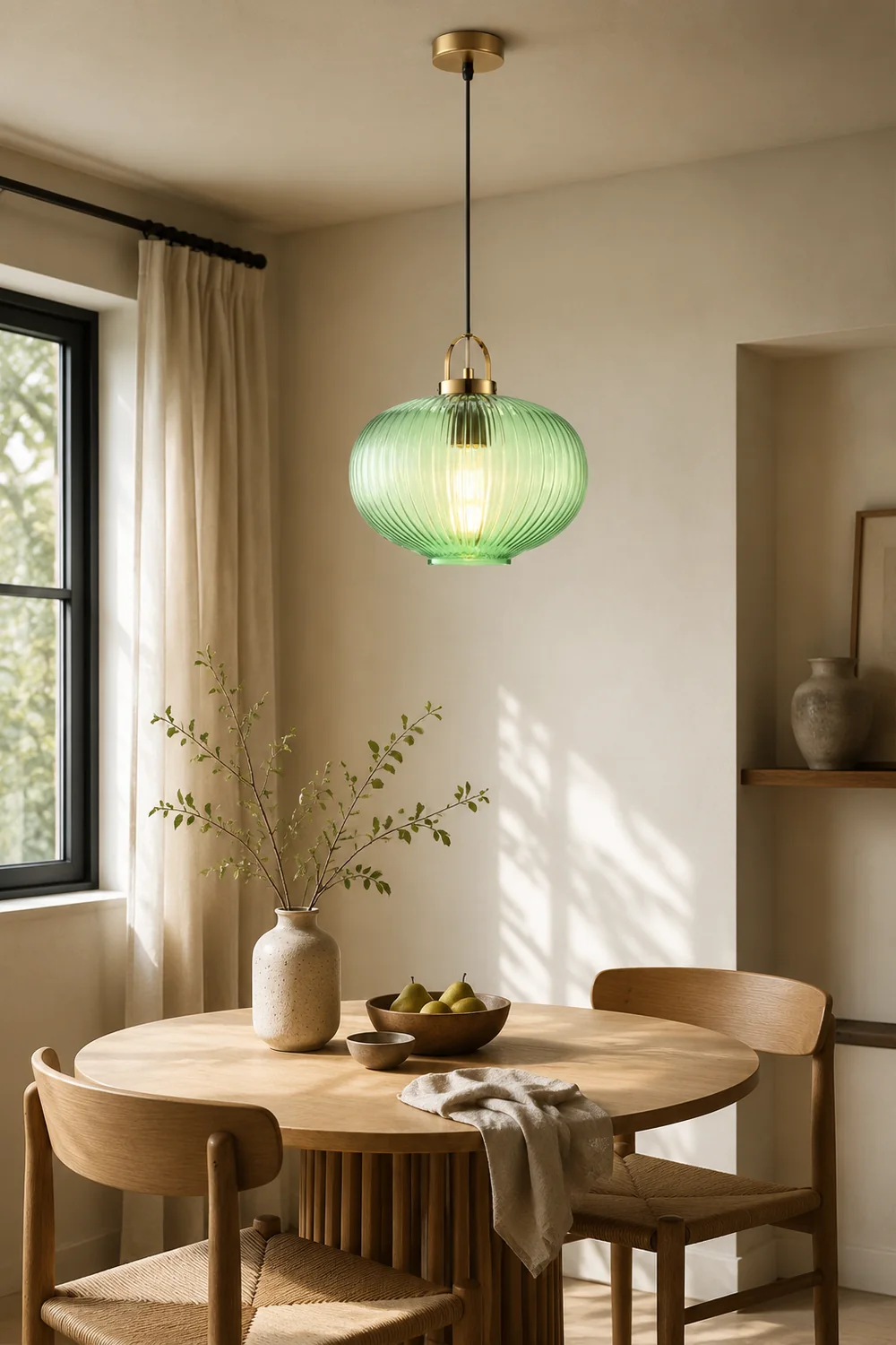 Retro Green Lantern Glass Pendant Lamp - Lumpaz